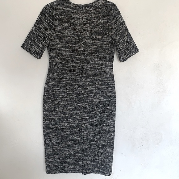 Banana Republic Women’s Black SS Sz 10 Boucle Tweed Textured Midi Dress Knit - Picture 3 of 12